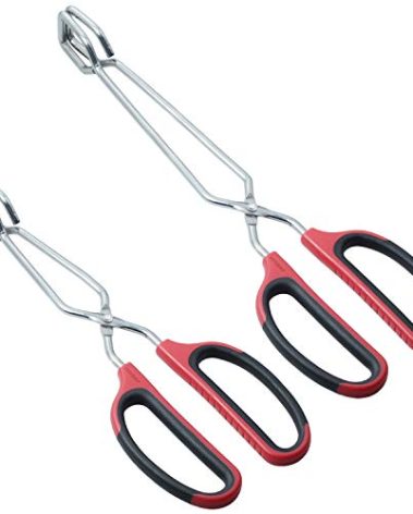 HINMAY Stainless Steel Scissor Tongs 10-Inch and 12-Inch Set, Set of 2