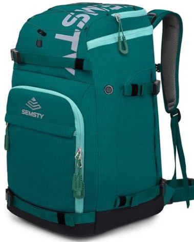 SEMSTY Ski Boot Bag, 55L Waterproof Snowboard Boots Travel Backpack for Skis, Snowboard, Helmet, Goggles, Gloves & Accessories (Lake Blue)