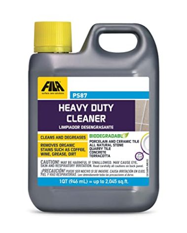 FILA Heavy Duty Cleaner PS87 1 QT, Stain Remover Grease, Coffee, Wine, Wax, Ink, Hard Surface Floor Cleaner, ideal for Natural Stone, Terracotta, Quarry Tile, Concrete, Porcelain And Ceramic Tile