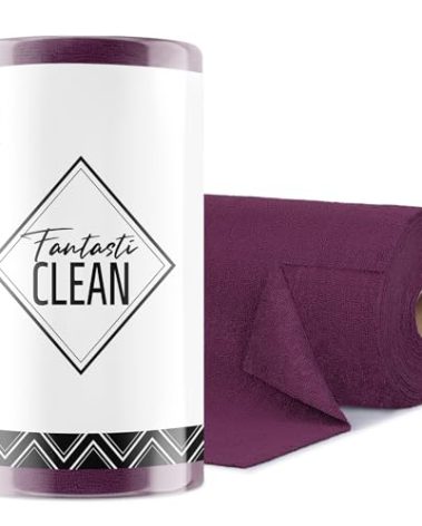 Fantasticlean Microfiber Cleaning Cloth Roll -75 Pack, Tear Away Microfiber Towels, 12" x 12", Reusable, Washable, Scratch Free, Ultra Absorbent for Car, Home Supplies (Dark Purple)