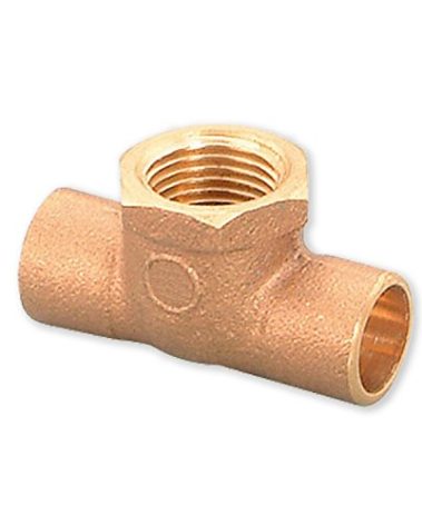 Everflow Supplies CCFT0114-NL C X C X F No Lead Cast Brass Tee Fitting with Solder Cups and Female Threaded Branch, 1-1/4"