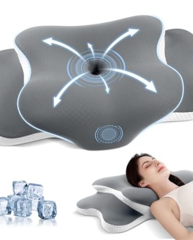 JINXIA Cervical Neck Pillow for Sleeping, Odorless Memory Foam Pillows & Soft Silk Cover, Ergonomic Orthopedic Pillow for Side Back Stomach Sleepers, Neck and Shoulder Pain Relief, Gray