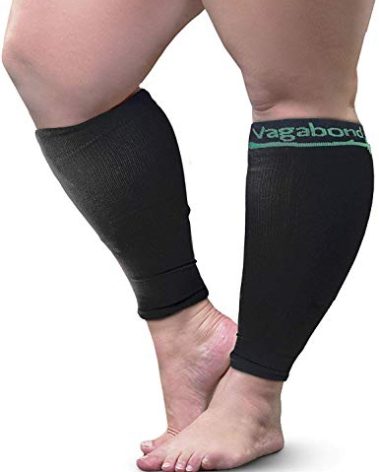 Vagabond 2XL Wide Calf Plus Size Graduated Compression Sleeves, 20-30 mmHg for Leg Fatigue, Pain, & Swelling (Black)