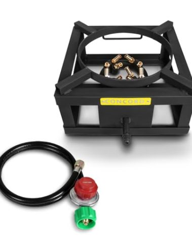 CONCORD THE WOK BLOCK 12" Single Propane Outdoor Burner with Built in Wok Ring. 45,000 BTU Great for Stir Frying, Camping, Use as a Side Burner, and More!