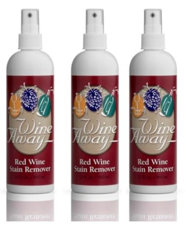 Wine Away Red Wine Stain Remover - Perfect Fabric Upholstery and Carpet Cleaner Spray Solution - Removes Wine Spots - Wine Out - Spray and Wash Laundry to Vanish Stain - 12 Ounce, Set of 3