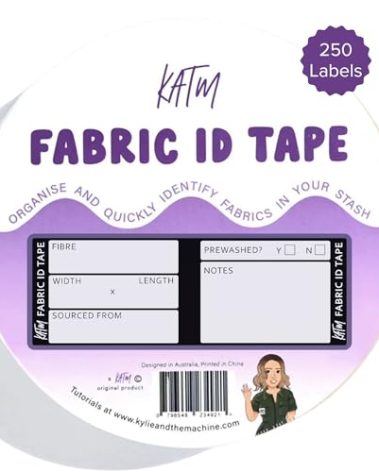 KYLIE AND THE MACHINE KATM Fabric ID Tape - Fabric Tape to Label, Identify & Organize Your DIY Handmade Sewing Stash - 250 Labels (1.8 x 4.7 Inches)