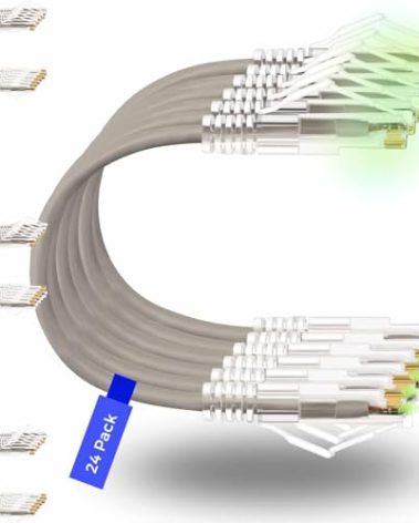 Rapink Patch Cables Cat6/ Cat6a 1ft (24 Pack) Slim, Cat6a Ethernet Patch Cable 10G Support, Snagless Cat 6 Patch Cable for Patch Panel to Switch, Flexiable Cat6 Ethernet Cable Grey