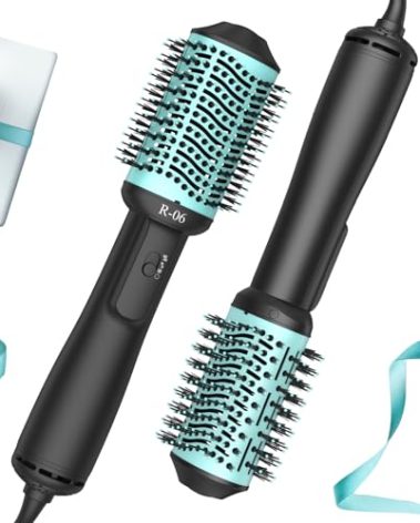 Hair Dryer Blow Dryer Brush in One, 4 in 1 Hair Dryer and Styler Volumizer with Oval Barrel, Professional Salon Hot Air Brush for All Hair Types, Teal