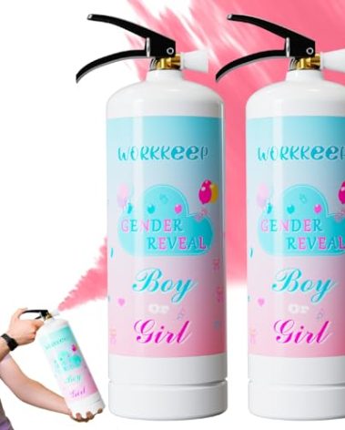 Workkeep Giant Gender Reveal Fire Extinguisher Color Blasters: 2 Pcs Pink Blaster Only for Baby Girl with Pink Smoke suitable Gender Reveal Party Decorations - Blasts 20+ Feet (Pink)
