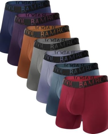 BAMBOO COOL Men's Ultra ComfortSoft Underwear, Moisture Wicking & Breathable No Ride Up Boxer Briefs with Fly, Multipack