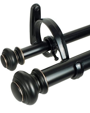 Decopolitan Urn Telescoping Double Drapery Rod Set, 72-144", Antique Bronze