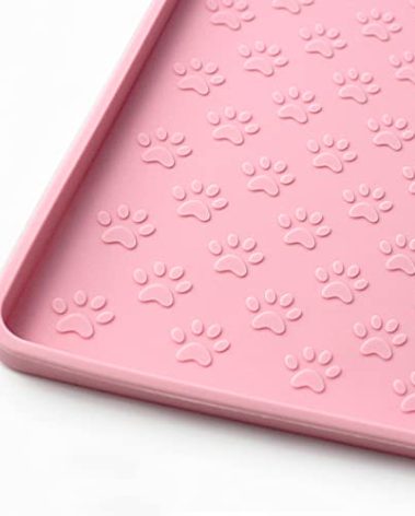Ptlom Silicone Pet Placemat for Dog and Cat, Waterproof Anti-Slip Pet Feeding Bowl Mats for Food and Water, Small Medium Large Tray Mat Prevent Residues from Spilling to Floor, Pink, 31.5" 23.6"