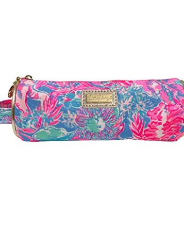 Lilly Pulitzer Pink Pencil Pouch Holder, Cute Travel Bag/Case with Carrying Handle and Zip Close, Viva La Lilly