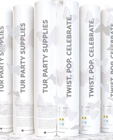 White Biodegradable Butterfly Confetti Poppers Confetti Cannon | 6 Pack | Party Poppers Decoration for Wedding, Graduation, Birthday | Wedding Supplies Party Favors | 12 inch | TUR Party Supplies