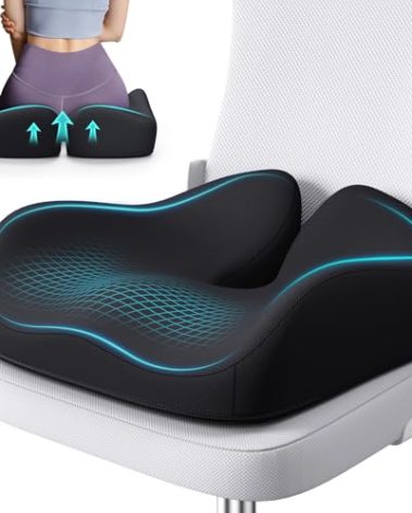 Benazcap Seat Cushion, Memory Foam Cushions for Office Chair - Ergonomic Chair Cushions for Tailbone Pain Relief, Sciatica & Back Support, Office Chair Cushion & Car Seat Cushion