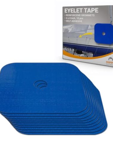 Hippo Outdoor Grommet Reinforcement Tape - Double Eyelet Strength, Repair tarp Eyelets, Tarpaulin Grommets kit, Tarpaulins Protection 10-Pack (1220)