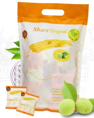 Share Original Fermented Green Plum Japanese Apricot 1.1lb, 30+ Month Fermented, Deliciously Sweet-Sour Taste, Vegan, Lactose-Free