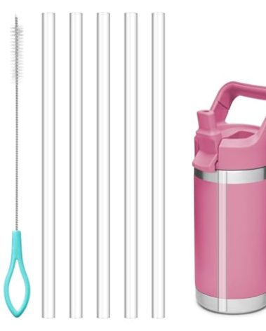 Diumepo Straws for Yeti Rambler Bottle, 5 Pcs Replacement Straws for YETI Rambler 12 oz, 18oz, 26oz, 36oz, 64 oz Insulated Bottle, Accessories for Yeti, Cleaning Brush