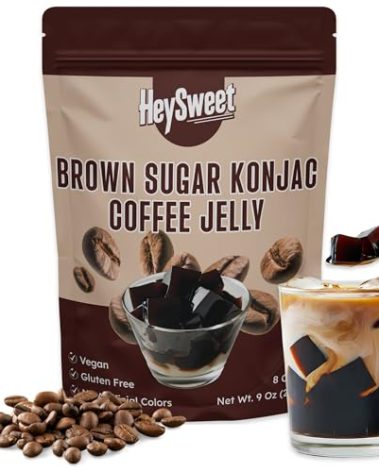 Coffee Jelly – Vegan, Gluten-Free, Halal, Dye-Free | Jel Dessert made with Natural Brown Sugar & Konjac | 9 oz (8 Servings)