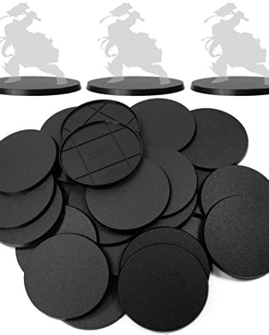 Evemodel 30pcs 90mm Round Bases for Wargames Table Top Military Simulation Scene ABS Plastic
