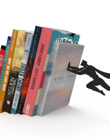 Artori Design Book Ends to Hold Books Heavy Duty - Hidden Metal Bookends for Shelves Desk or countertop - Bookend Book Holder for Home Decorative - Gift for Book Lovers and Home Décor (Book&Hero)