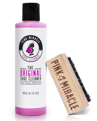 Pink Miracle Shoe Cleaner Kit Bottle Fabric Cleaner for Leather, Whites, and Nubuck Sneakers (8 Oz)