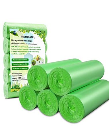 Biodegradable Trash Bags 4-6 Gallon, 100 Counts, Extra Thick Small Trash Bag Recycling Garbage Bags For Kitchen Bathroom Yard Office Wastebasket Car