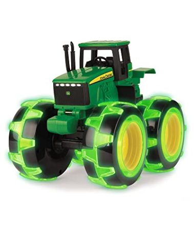 TOMY Monster Treads Lightning Wheels - John Deere Tractor - Motion Activated Light Up Monster Truck Toy - John Deere Tractor Toys - Frustration Free - Ages 3 Years and Up