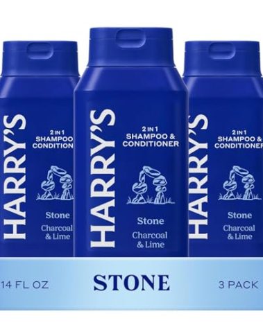 Harry's Men's 2 in 1 Shampoo and Conditioner for All Hair Types - New Stone Scent - (3 Pack) 14 fl oz - No Parabens or Sulfates
