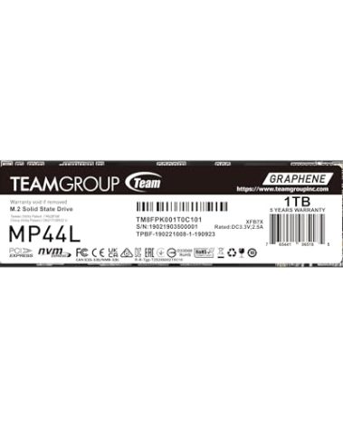 TEAMGROUP MP44L 1TB SLC Cache NVMe 1.4 PCIe Gen 4x4 M.2 2280 Laptop&Desktop SSD (R/W Speed up to 5000/4500MB/s) TM8FPK001T0C101