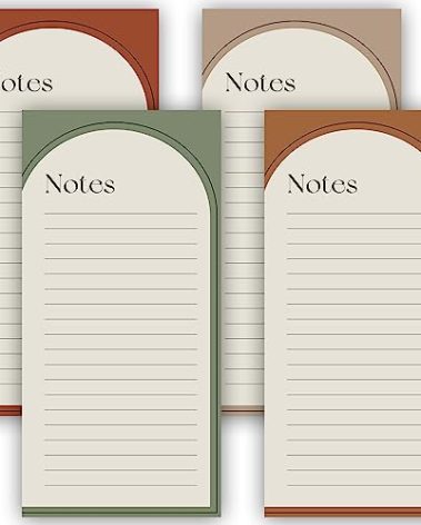 Beautiful Magnetic Notepads for Fridge - Set Of 4 Modern Note pads With Lined Pages to Easily Write Notes & Make Grocery/Shopping Lists - The Perfect To Do Pad w/ Strong Magnets for Your Refrigerator