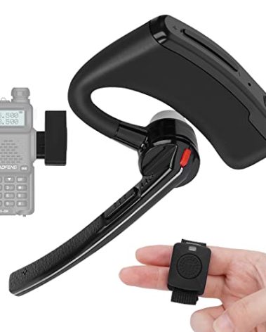 Walkie Talkie Bluetooth Headset with Noise Cancelling Mic 2 Pin Wireless Earpiece with Finger PTT Compatible with BaoFeng Kenwood Btech Radios & More(Not Compatible with Motorola/Midland)