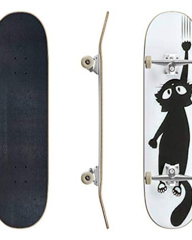 EFTOWEL Skateboards Black cat Scratching The Wall Silhouette of Cartoon cat Climbing The Classic Concave Skateboard Cool Stuff Teen Gifts Longboard Extreme Sports for Beginners and Professionals