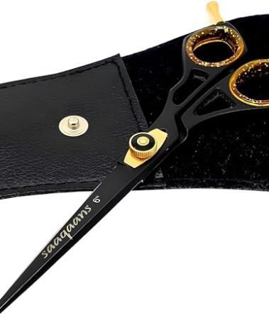 Saaqaans SQR-01 Professional Hairdressing Scissor - Perfect for Hair Salon/Barber/Hairdresser and Home use to Trim your Haircut/Beard/Moustache - Comes with Beautiful Black Pouch/Case
