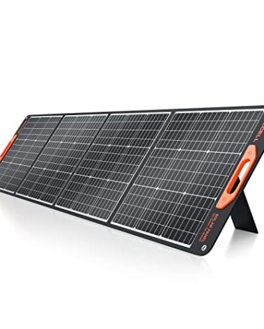 200W Portable Solar Panel for Power Station Generator, 12V/24V Flexible Foldable Solar Panel Kit Lightweight High-Efficiency Solar Charger Power Backup for Outdoor Van Camper Boat Caravan Off-Grid