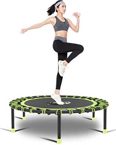 Newan 40'' Silent Fitness Mini Trampoline - Indoor Rebounder for Adults - Best Urban Cardio Jump Fitness Workout Trainer, Covered Bungee Rope System - Max Limit 330 lbs