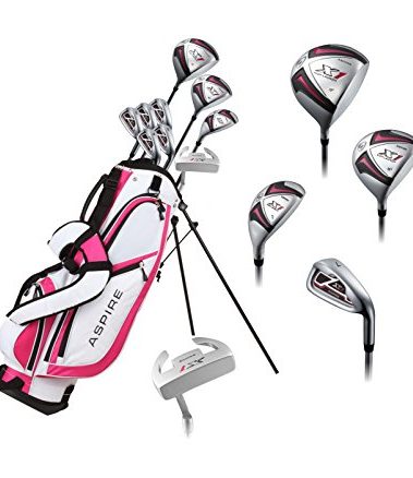 Aspire X1 Ladies Complete Right Handed Golf Club Set | Complete Regular & Petite Womens Golf Clubs Set | with 3 HC's, Lightweight Shafts & Spacious Stand Bag w/Storage Pockets & Dual Carrying Straps