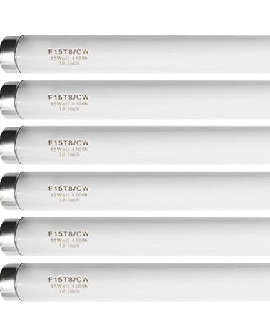 18 Inch F15T8/CW T8 15W Fluorescent Light Bulb Cool White Compatible for Philips GE F15T8/SP41 Replacement Bulb G13 Base 6 Count