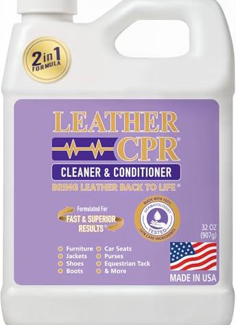 Leather CPR Leather Cleaner And Conditioner - Leather Conditioner For Couch, Leather Conditioner For Purses, Leather Furniture Cleaner And Conditioner, Car Seat Cleaner, Leather Restore, 32 oz