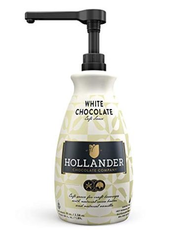 White Chocolate Café Sauce™ by Hollander Chocolate Co. | Perfect for the Professional or Home Barista | Rainforest Alliance Certified | Gluten-Free, Soy-Free, Corn Syrup-Free | Net Wt. 91oz (64 fl. Oz.) Large Bottle (PUMP Included)