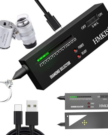 HMKIS Diamond Tester Pen, Professional Jewelry Diamond Tester with 60X Jewelry Loupe Magnifier, Diamond Selector for Novice and Expert (Non-Rechargeable)