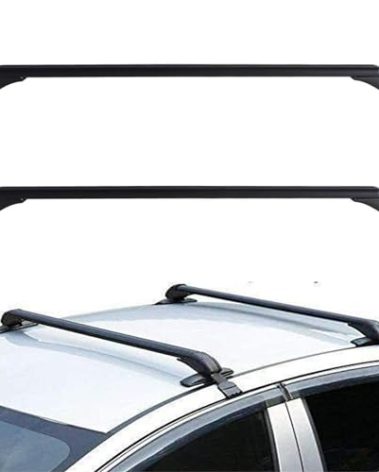 munirater Universal 43.3 inch Black Roof Rack Cross Bar Top Luggage Aluminum Carrier Adjustable Window Frame 2Pcs