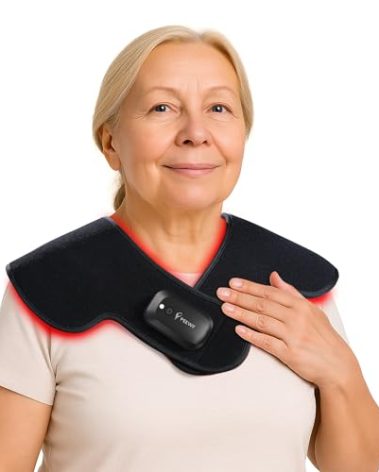PEEWF Shoulder & Neck Light Therapy Pad – 28 Red 660nm & 28 Near-Infrared 850nm LEDs + Built-in Gentle Heating Wires | for Arthritis & Muscle Soreness Relief | Wireless Design | Auto Shut-Off