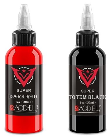 AYCOS Classic Tattoo Ink Set - Black & Red - 30ml Each (1 Bottle Black * 1 Bottle Red)