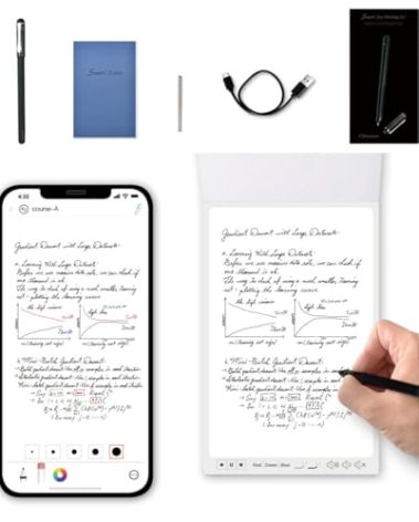 Ophayapen Smart Pen+Mini notebok, Digital Pen Real-time Sync for Digitizing, Storing, and Sharing Notes, Ideal Smart Pen for Note Taking, Drawing, Classroom, Offices, Compatible with Android and iOS