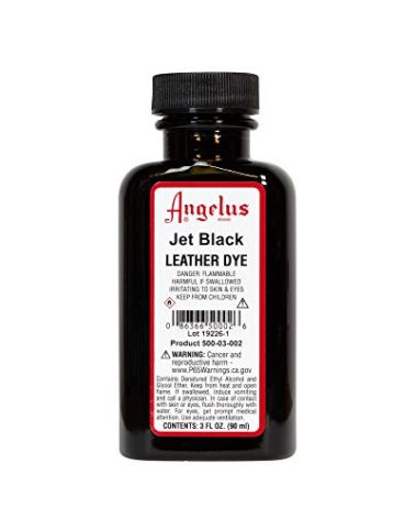 Angelus Leather Dye, Permanent Leather Dye for Shoes, Boots, Bags, Crafts, Furniture, & More - 3 fl oz, Jet Black