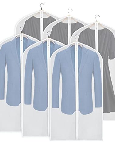 Zilink Garment Bags Suit Bag for Storage 43 inch Dust Proof Suit Protector Cover with Full Zipper for Coat Dress Closet Storage, Set of 6