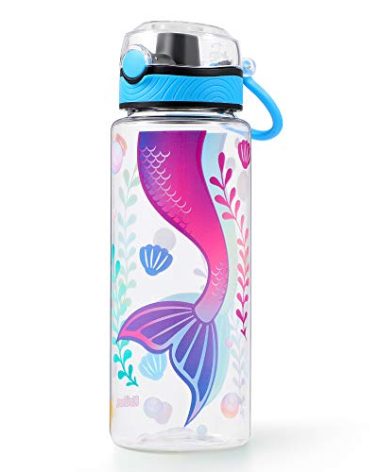Home Tune Cute Water Bottle for School Kids Girls, BPA FREE Tritan & Leak Proof & Easy Clean & Carry Handle, 23oz/ 680ml - Mermaid