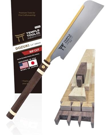 Temple Tool Co. Japanese Pull Saw - Rip-Cut 9.5 - Hand Saw for Dovetails, Tenons, Fine Joinery