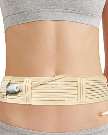 [2 Pack] PD Dialysis Belt Breathable Peritoneal Dialysis Accessories Peg J Tube Catheter Belts Holder Feeding Tube Supplies for Stomach Women Men Adults Beige